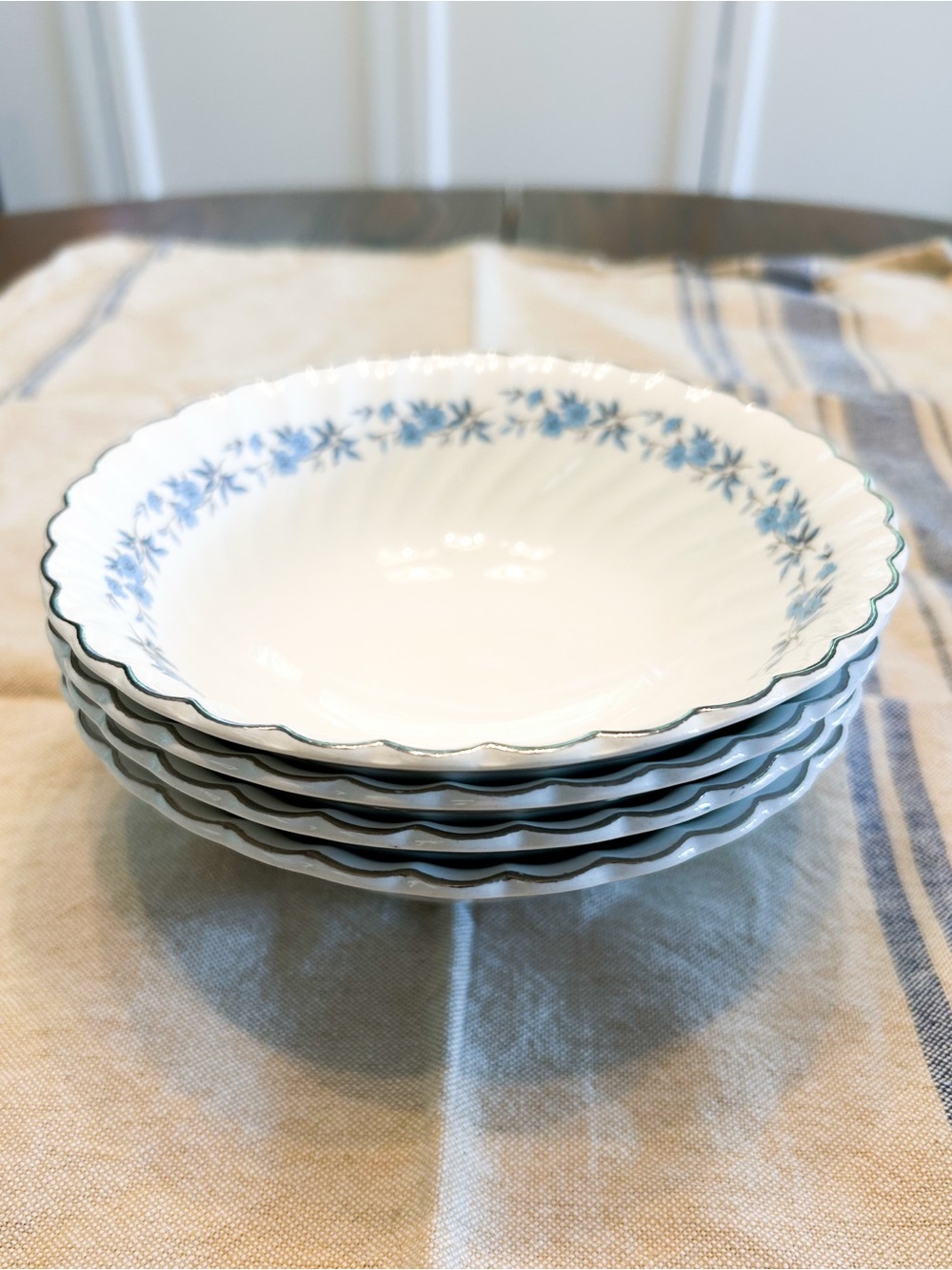 Vintage Johnson Bros Ironstone Dessert Bowls | Set of 4 | Blue Floral